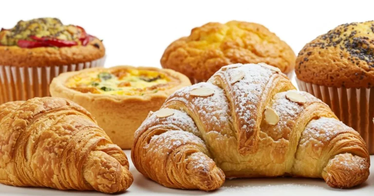 Family enjoying low-calorie breakfast pastries with coffee and fresh fruit in a cozy kitchen setting.