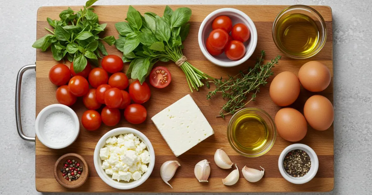 Fresh Ingredients for Baked Feta Eggs